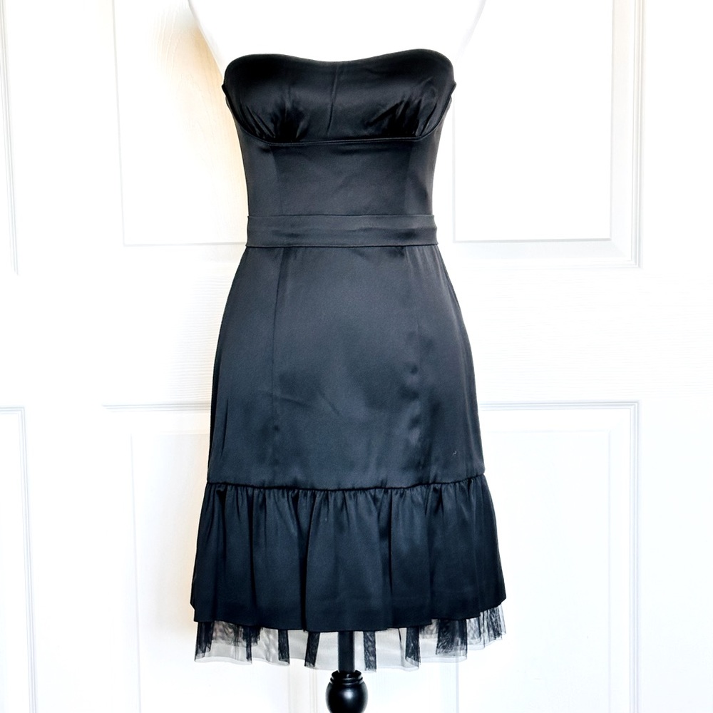 NWT  BCBG MAXAZRIA Lillte Black Strap Tube top Dress Size 4 Cocktail Dress Satin